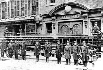 Members in front of quarters