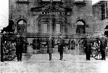 Members in front of Ladder 16 Quarters
