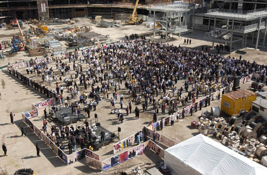 Family Members gather at the memorial service at Ground Zero, September 11, 2003