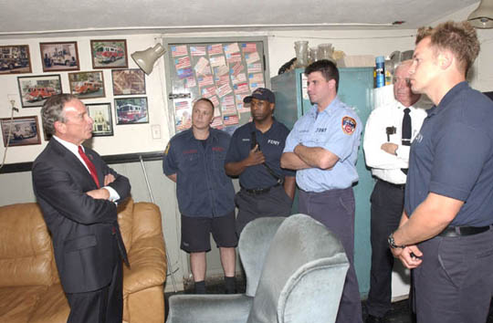 Mayor Michael R. Bloomberg visits with Engine 235