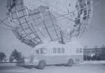 bus by the globe of old Worlds Fair