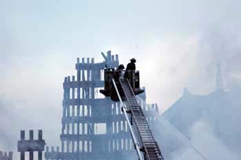 Up above the pile.