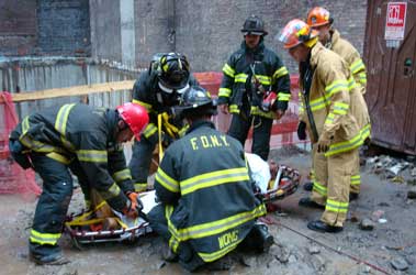 FDNY Members Rescue Worker Who Fell at Construction Site