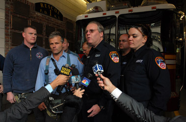 Firefighters and Rescue Paramedics Rescue Man in Manhattan