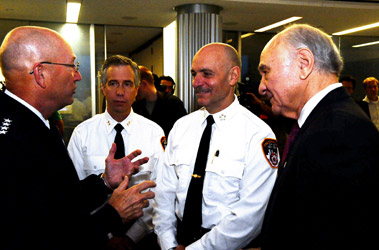 (L to R) General Gene Renuart, Chief of Counterterrorism Joseph Pfeifer, Chief of Department Salvatore Cassano and Fire Commissioner Nicholas Scoppetta.