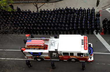 Thousands of FDNY members gathered in upper Manhattan for Probationary Firefighter Jamel M. Sears's funeral service.