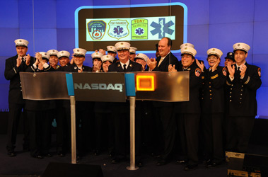 Members of the FDNY's EMS Command rang the NASDAQ closing bell on May 14 in honor of EMS Week.