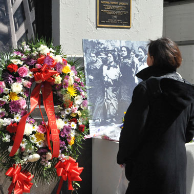People from across the city gathered to mark the 98th anniversary of the Triangle Shirtwaist Factory fire in which 146 workers lost their lives.