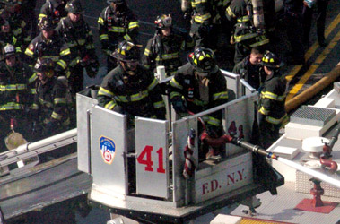 Members of Ladder 41 operating at a fire in 2007.