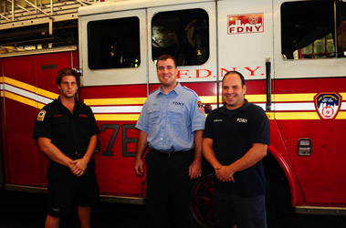(L to R) Firefighter Mike Brancato, Lt. Timothy Rail and Firefighter Anthony Sabbatino.