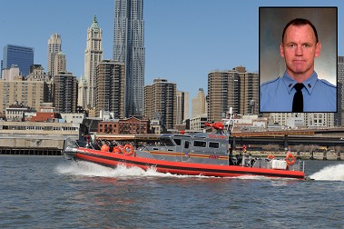 The fireboat Bravest and Firefighter Barney Duffy.
