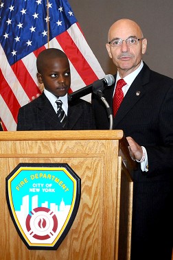 Fire Commissioner Salvatore Cassano with Drew Gilkes.