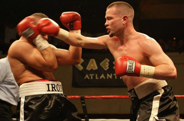Will Rosinsky (right) in a boxing match