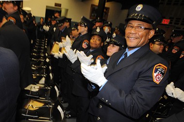 The new promoted members and graduates will be assigned to units throughout the five boroughs.