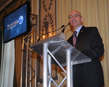 Fire Commissioner Salvatore Cassano speaking at the launch of the Operation 7 Save a Life campaign.