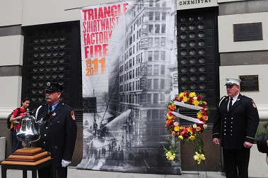 FDNY members at the Triangle Shirtwaist Fire remembrance ceremony in Manhattan.