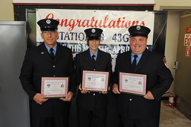 The EMS Unit of the Month recipients (L to R) EMTs John Cuccio, Jillian Cox and Michael McCormack.