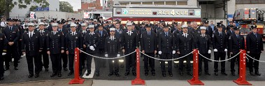 Hundreds of firefighters attended the ceremony to honor three heroes.