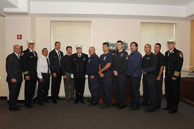 Capt Aldo Adissi with firefighters who attended the ceremony in support