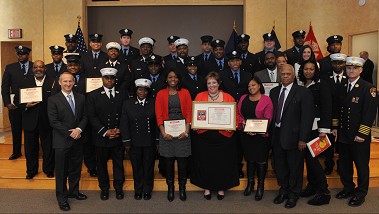 Members of the FDNY Recruitment Unit, who received the Fire Commissioner's Award for Outstanding Service.