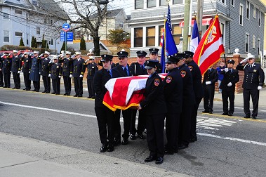 Numerous FDNY members attended the funeral for Indianapolis EMT Private Timothy McCormick on Staten Island, with several serving as pallbearers.