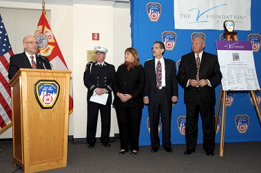 Fire Commissioner Salvatore Cassano addresses the group.