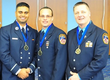 (L to R) Lt. Paramedic Kevin Ramdayal, Paramedic Joseph Fortis and Paramedic Joseph Hudak