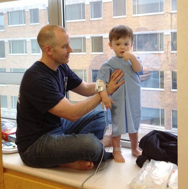 Owen Hogan and his dad, Firefighter Tim Hogan.