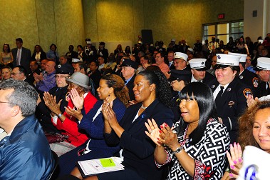 A large crowd gathered to cheer for the honorees.