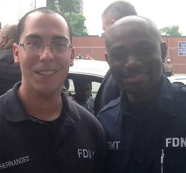 EMT Brendon Hernandez (left) and EMT Jean Altidor