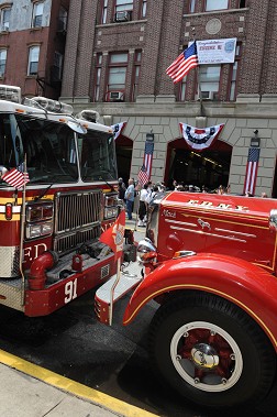Outside the quarters of Engine 91 in East Harlem.