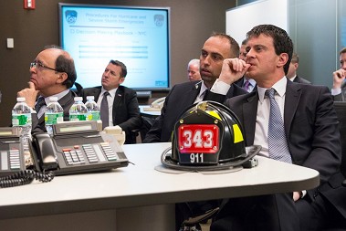 The visitors listened to several presentations in the FDNY's Operations Center.
