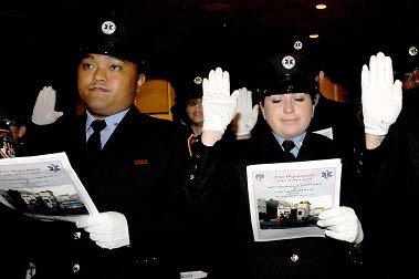 The paramedics take the Oath of Genevea.