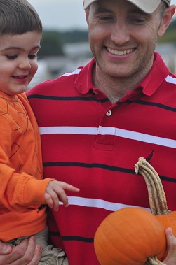 Firefighter Tim Hogan and his son, Owen.