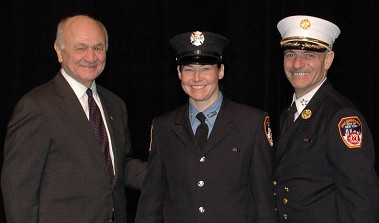 Michele Fitzsimmons’s promotion to lieutenant in 2007 (pictured with former-Fire Commissioner Nicholas Scoppetta and then-Chief of Department Salvatore Cassano).