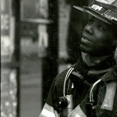 FF Kendall Richardson at a fire in 2004, soon after he joined the Department.