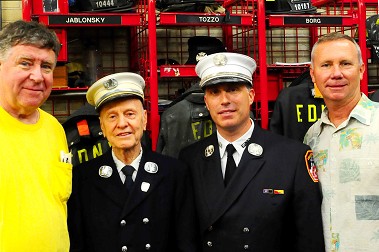 Four captains of Engine 282, (L to R) Capt. James Brennan, Capt. John LeVine, Capt. Bill Lilley, and Capt. Jim Kielty.