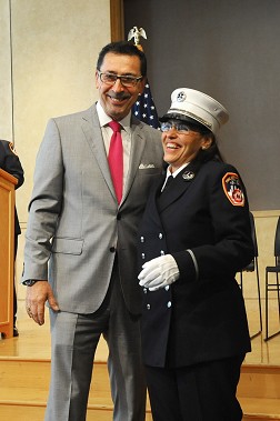 Fire Commissioner Daniel Nigro with his new Executive Officer, Capt. Elizabeth Cascio.