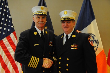 Newly promoted Chief of Department James Leonard with outgoing Chief Edward Kilduff