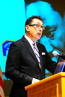 Fire Commissioner Daniel Nigro speaks at the Rev. Dr. Martin Luther King, Jr., celebration.