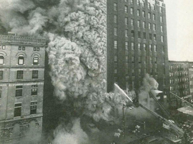 FDNY members respond to the Telephone Company Fire on Feb. 27, 1975.