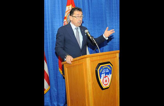 Fire Commissioner Daniel Nigro speaks at the announcement
