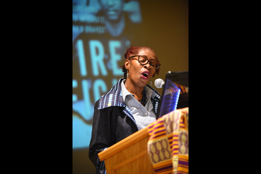  FDNY African Heritage Society Member opened and closed the Black History Month program in song.