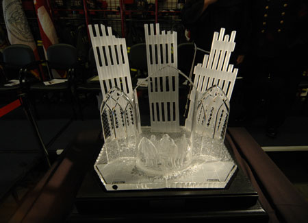 FDNY Accepts Waterford Crystal Sculpture Honoring FDNY Members Lost On 9/11