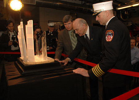FDNY Accepts Waterford Crystal Sculpture Honoring FDNY Members Lost On 9/11