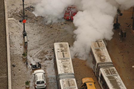 FDNY Members Respond to a Steam Pipe Explosion in Manhattan