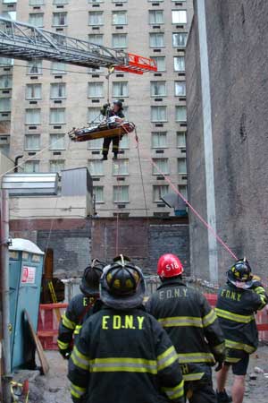 FDNY Members Rescue Worker Who Fell at Construction Site - October 12, 2007