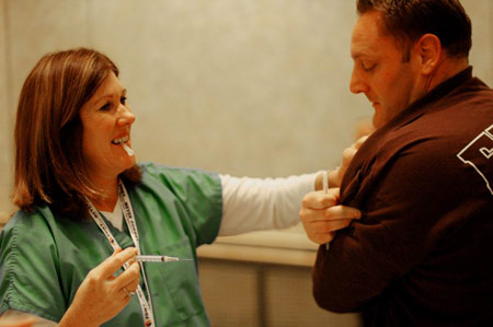 Thousands firefighters, EMS members and civilian staff went to one of 12 citywide POD sites to receive a vaccine simulating that which would be given in the event of a biological exposure.