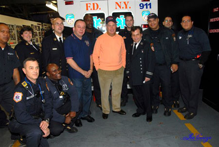 Mayor Bloomberg visits with members of EMS Station 14 in the Bronx on Thanksgiving Morning.