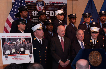 Mayor Michael R. Bloomberg discusses the results of this year's firefighter exam, which is offered every four years. 